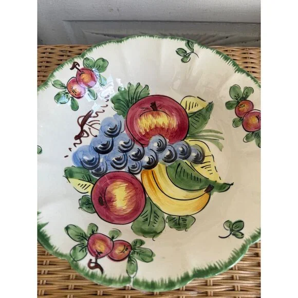 Vintage 60's Italian Art Pottery Hand Painted Fruit/Pasta Bowl 11" - Picture 9 of 10